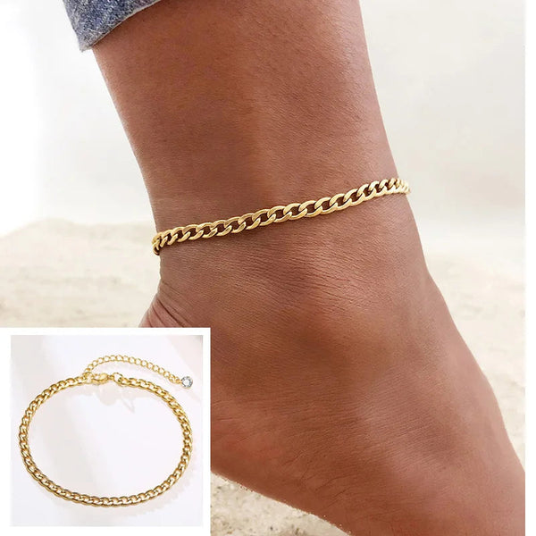 Snake Chain Anklet for Women Girls Adjustable Summer Beach Chain Anklet Bracelet Mother's Day Gifts Stainless Steel Not Allergic Meaeguet Offfical Store