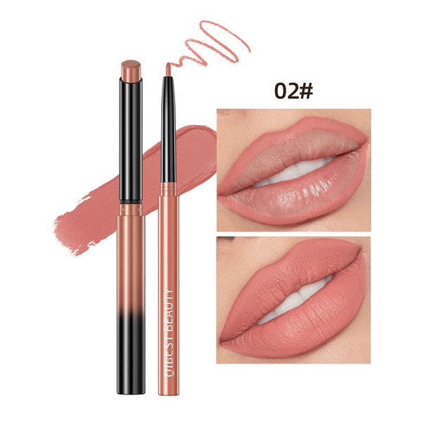 QIBEST 2pcs Lipstick Lipliner Pen Set Matte Nude Lip Liner Pencil Waterproof Long Lasting Lipstick Pen Contour Makeup For Women QIBEST Makeup Store