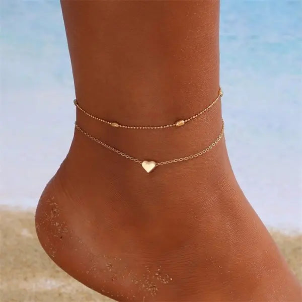 Bohemia Multilayer Rice Bead Anklet Set for Women Fashion Starfish Pendant Anklets Summer Sandy Beach Ankle Chain On Leg Jewelry HongHaiEr Store