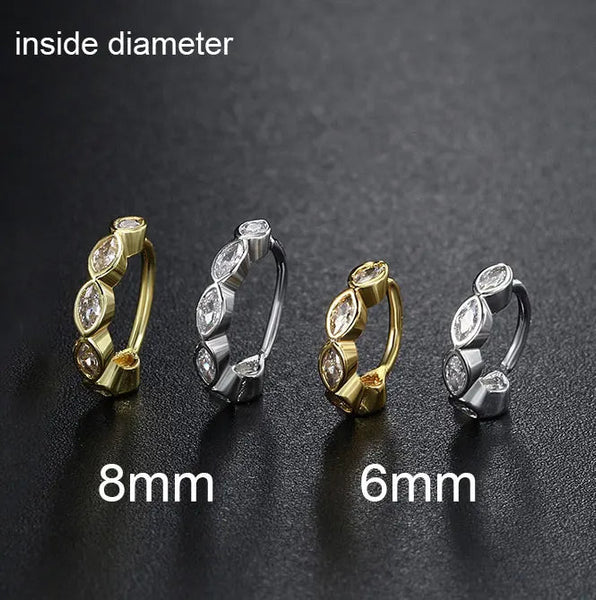 Stainless Steel Hoop Earring Women Zirconia Crystal Piercing Ear Daith Helix Tragus Lobe Cartilage Stud Earring Piercing Jewelry Semkeiyee Official Store
