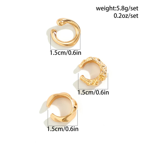 3Pcs/set Metal Chunky No Piercing Clip Earrings Geometric Ear Cuff Earrings for Women Ladies Party Girls Y2K Jewelry 2024 Trendy JWER Official Store
