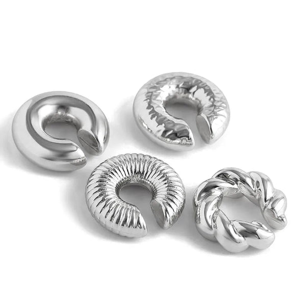 1 Pair Smooth Circle C Shape Clip Earrings For Women Lightweight Without Piercing Cartilage Ear Cuff Gold Silver Color Earrings LOVBEAFAS Official Store