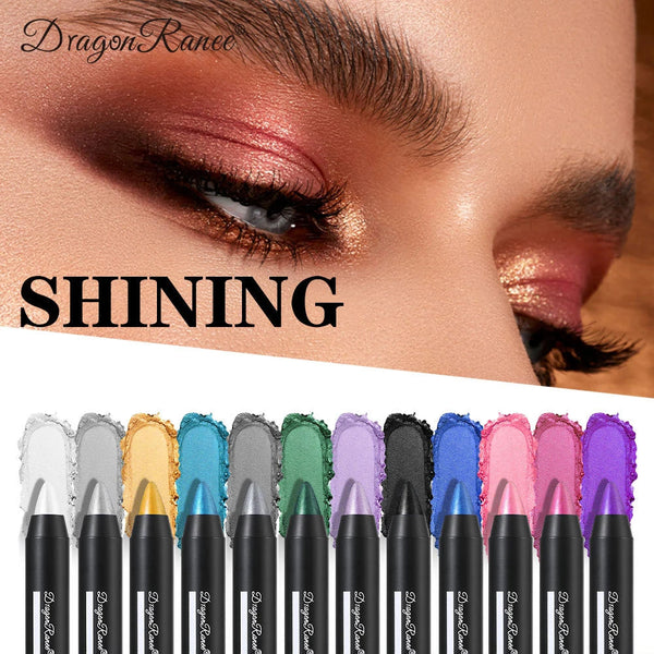 Smoky Dark Green Eyeshadow Pencil Stick Waterproof Pearlescent 12 Colors Metallic Glitter Eye Shadow Highlighter Pen Makeup Tool HMEINA Store