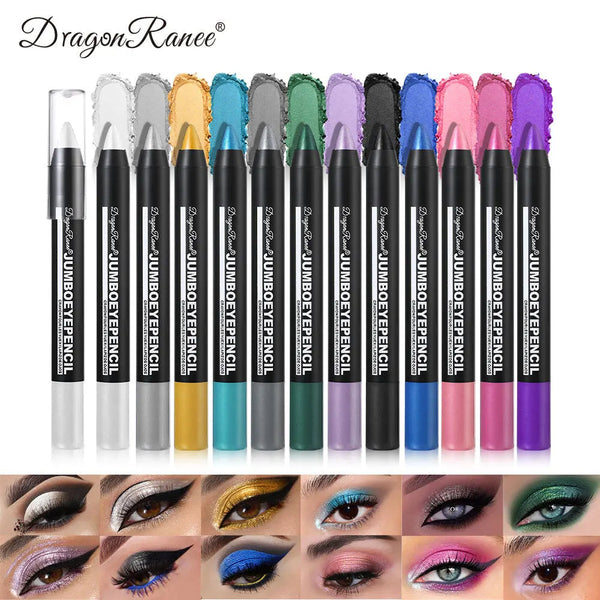Smoky Dark Green Eyeshadow Pencil Stick Waterproof Pearlescent 12 Colors Metallic Glitter Eye Shadow Highlighter Pen Makeup Tool HMEINA Store