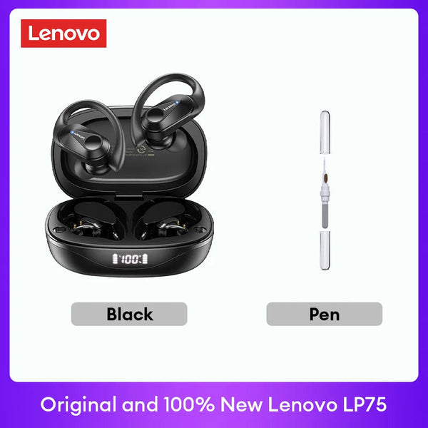 Original Lenovo LP75 TWS Bluetooth V5.3 Headphones Wireless LED Digital Display Earphones Noise Reduction Waterproof Headset New Monster Audio Store