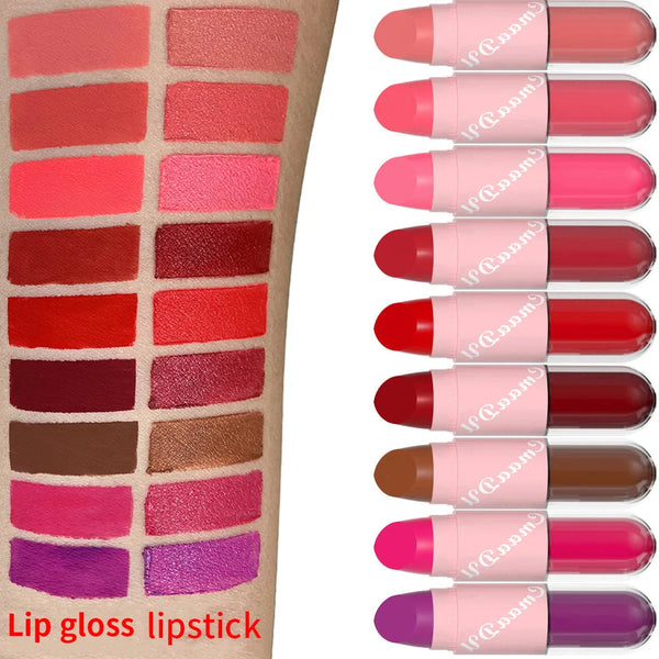18 Colors 2 in 1 Matte Lipstick Liquid Purple Lip Glaze Double Head Lip Makeup Lasting Waterproof Velvet Sexy Dark Red Lipsticks HMEINA Store