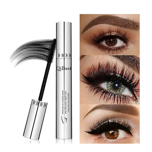 QIBEST Black Mascara Eyelashes Mascara 4D Silky Eyelashes Lengthening Eyelashes Makeup Waterproof Mascara Volume Eye Cosmetics QiBest Official Store