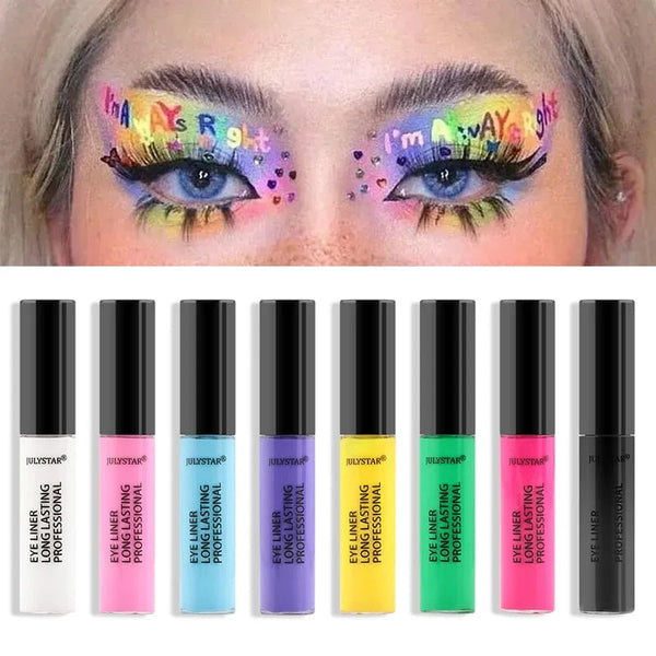 8 Color Eyeliner Liquid Pencil Waterproof Easy To Wear Make Up Matte Eye Liner Blue Pink Green White Black Purple Yellow Eyliner HMEINA Store