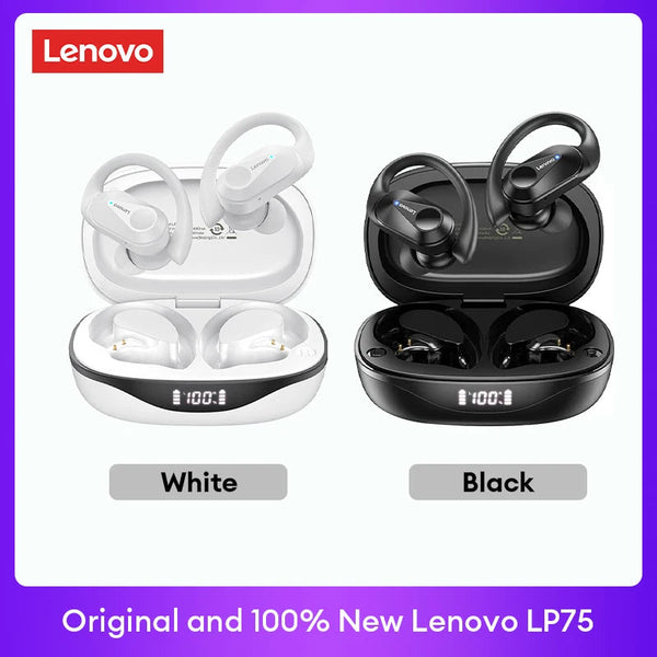 Original Lenovo LP75 TWS Bluetooth V5.3 Headphones Wireless LED Digital Display Earphones Noise Reduction Waterproof Headset New Monster Audio Store