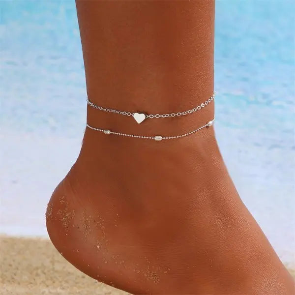 Bohemia Multilayer Rice Bead Anklet Set for Women Fashion Starfish Pendant Anklets Summer Sandy Beach Ankle Chain On Leg Jewelry HongHaiEr Store