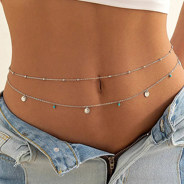 Sexy Double Thin Chain Women's Waist Chain Charming Butterfly Stainless Steel Belly Chain Summer Beach Bikini Body Jewelry Smiling Angel Jewelry Store