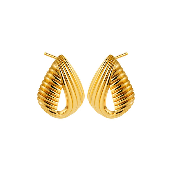 Trendy Stainless Steel Multilayer Circle Twist Knot Earrings for Women Texture Mixed Color Gold Plated Statement Earring Bijoux onekiss Official Store