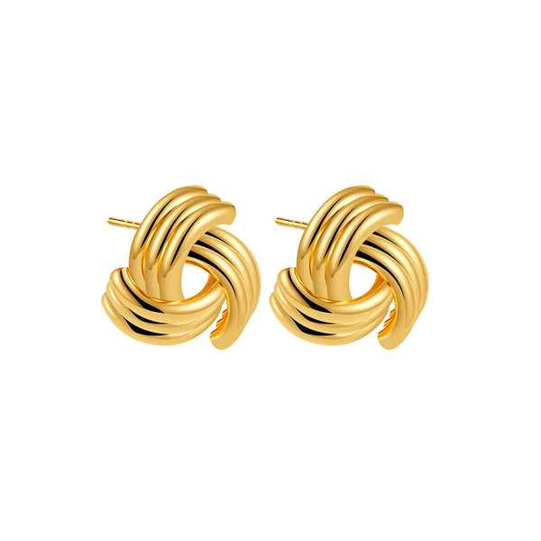 Trendy Stainless Steel Multilayer Circle Twist Knot Earrings for Women Texture Mixed Color Gold Plated Statement Earring Bijoux onekiss Official Store