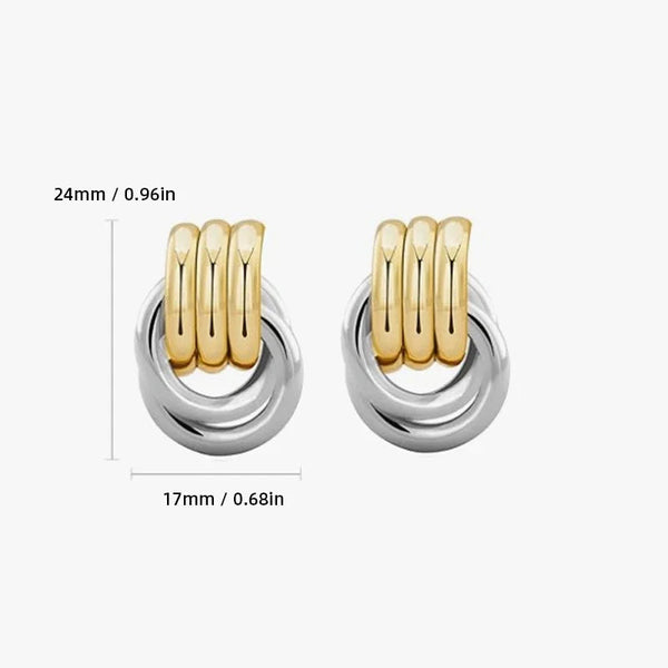 Trendy Stainless Steel Multilayer Circle Twist Knot Earrings for Women Texture Mixed Color Gold Plated Statement Earring Bijoux onekiss Official Store
