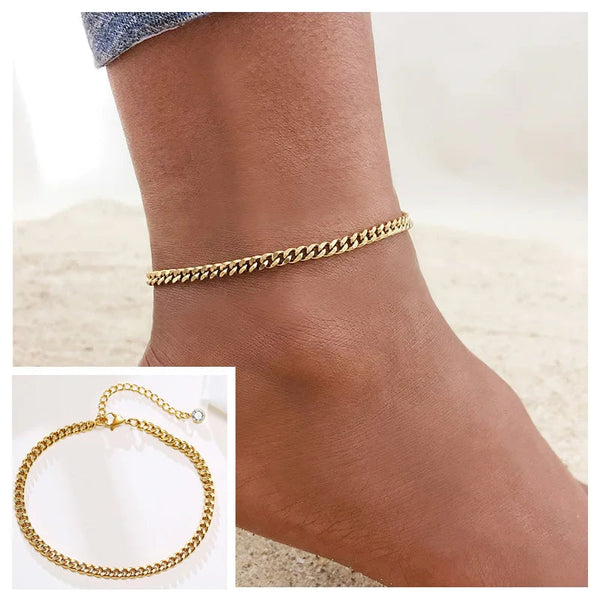 Snake Chain Anklet for Women Girls Adjustable Summer Beach Chain Anklet Bracelet Mother's Day Gifts Stainless Steel Not Allergic Meaeguet Offfical Store