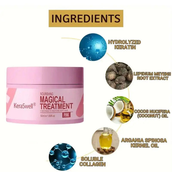 Magical Keratin Hair Mask 5 Seconds Repair Damaged Frizzy Hair Soft Smooth Shiny Nutrition Deep Moisturize Nourishing Hair Care PWYUMAN-6 Pro Store