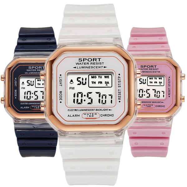 Fashion Brand Student Transparent Electronic Watch Candy Multicolor LED Ladies Sports Waterproof Wirstwatch Clock Gift relógio zkceenier Official Store