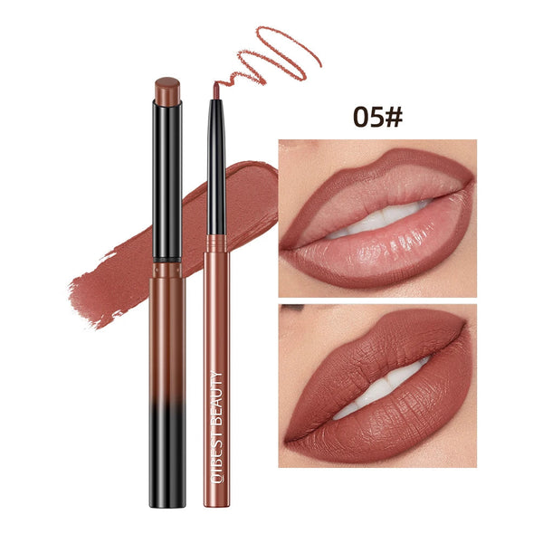 QIBEST 2pcs Lipstick Lipliner Pen Set Matte Nude Lip Liner Pencil Waterproof Long Lasting Lipstick Pen Contour Makeup For Women QIBEST Makeup Store