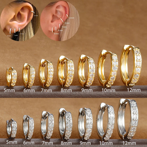 1Pair Stainless Steel Huggie Minimal Hoop Earrings Little Crystal Zirconia Thin Helix Tragus Cartilage Earrings Piercing Jewelry Yuedane Official Store