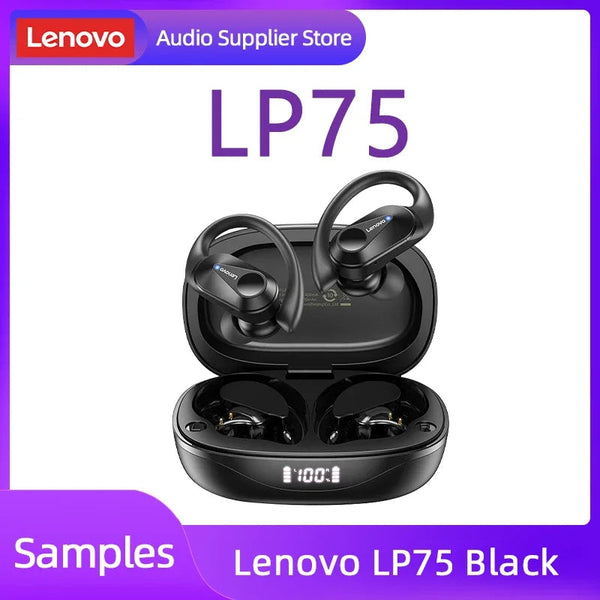 Original Lenovo LP75 TWS Bluetooth V5.3 Headphones Wireless LED Digital Display Earphones Noise Reduction Waterproof Headset New Monster Audio Store