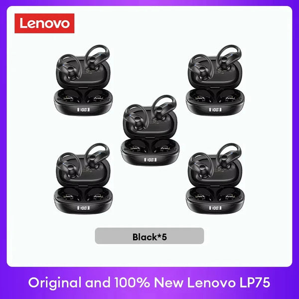 Original Lenovo LP75 TWS Bluetooth V5.3 Headphones Wireless LED Digital Display Earphones Noise Reduction Waterproof Headset New Monster Audio Store