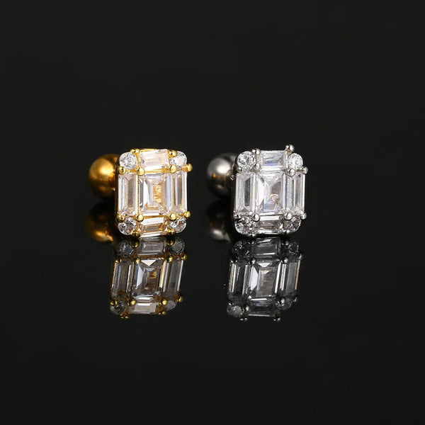 Stainless Steel Hoop Earring Women Zirconia Crystal Piercing Ear Daith Helix Tragus Lobe Cartilage Stud Earring Piercing Jewelry Semkeiyee Official Store