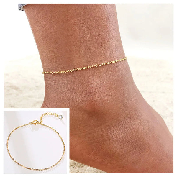Snake Chain Anklet for Women Girls Adjustable Summer Beach Chain Anklet Bracelet Mother's Day Gifts Stainless Steel Not Allergic Meaeguet Offfical Store