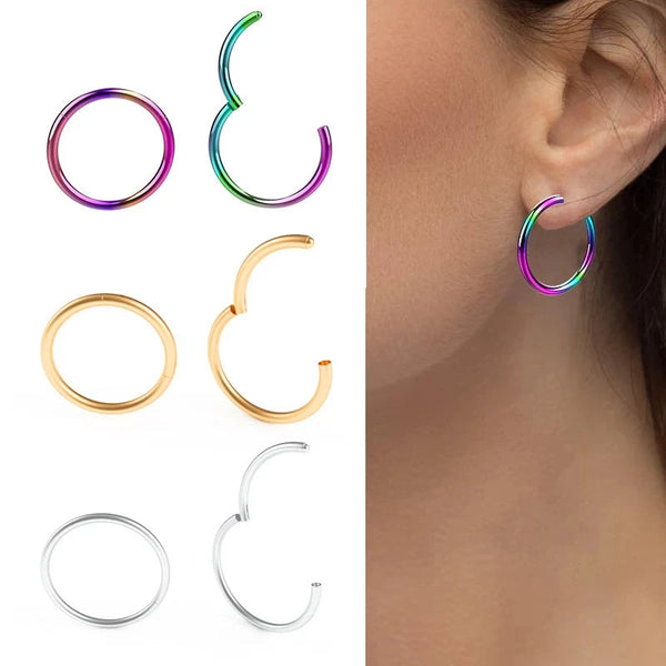 1PC Stainless Steel Nose Hoop Septum Piercing Clicker Hinged Segment Rings Lip Helix Daith Conch Cartilage Earrings Sexy Jewelry Welcome to Bohemia Store