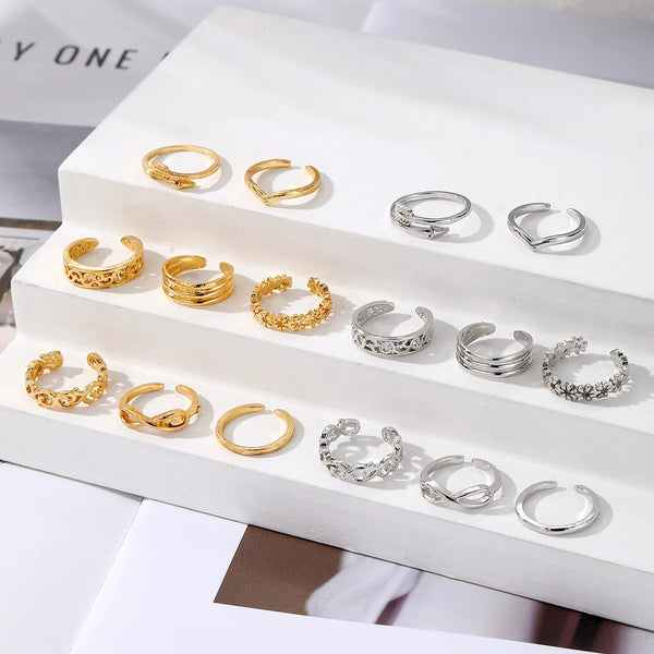 7/10/12Pcs Adjustable Toe Rings for Women Foot Ring Gold/Silver Color Metal Round Jewelry for Girl Summer Beach Barefeet Fashion GETNOIVAS Official Store