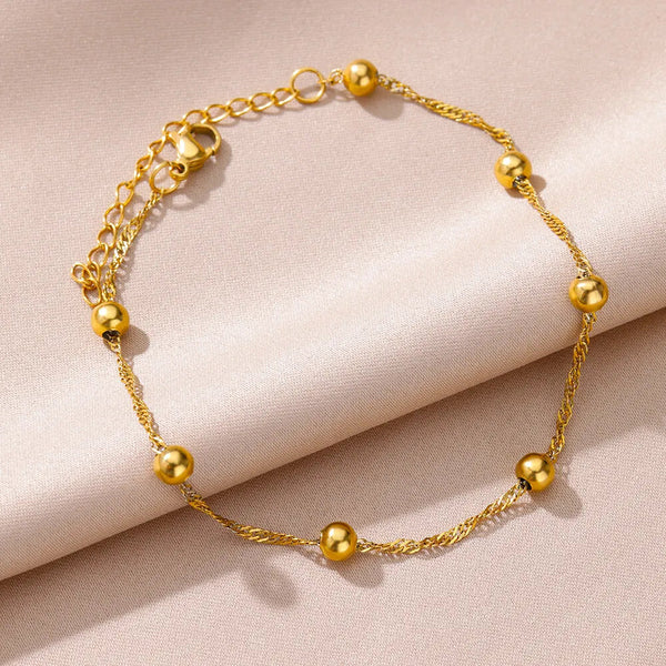 Anklets for Women Summer Beach Accessories Stainless Steel Imitation Pearl Chain Anklet Gold Color Leg Bracelets Bodychain Gifts TreasureSSS Store