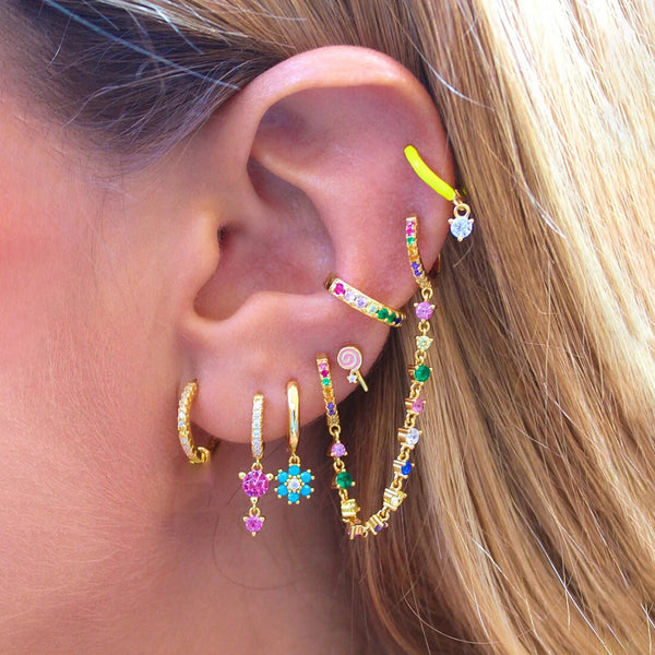 Europe and America CZ Crystal Chain Drop Earrings Stainless Steel Pendant Ear Buckle Fashion Jewelry For Women Birthday Gifts Golden Fashion Store