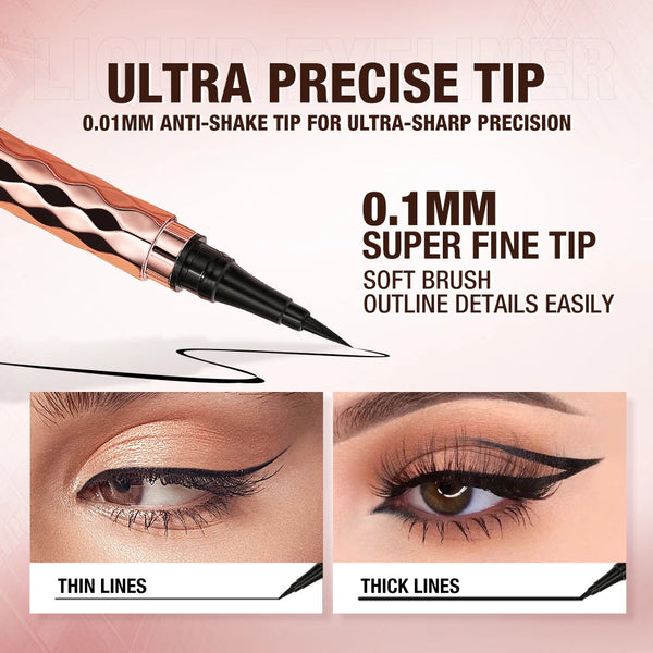 O.TWO.O Eyeliner Pencil Liquid Eye Liner Waterproof Smudge Proof Quick Drying 12 Hour Wear Ultra Fine Black Eyeliner for Arrows O.TWO.O Official Store