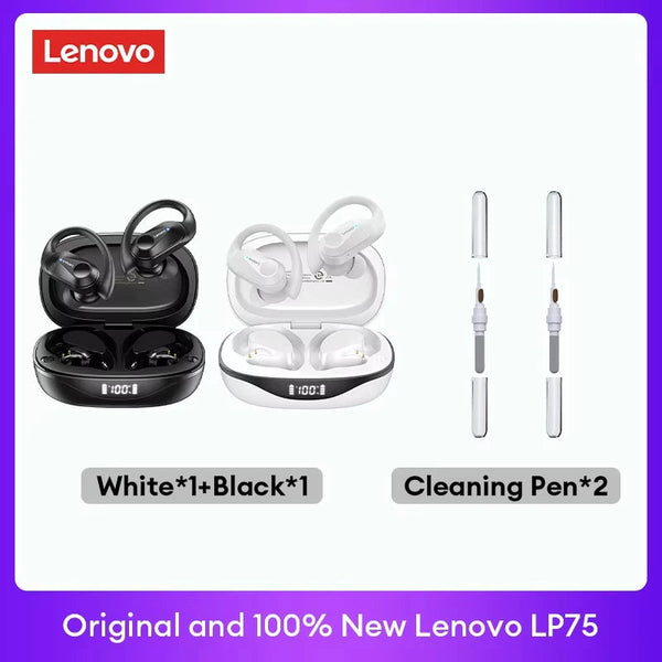 Original Lenovo LP75 TWS Bluetooth V5.3 Headphones Wireless LED Digital Display Earphones Noise Reduction Waterproof Headset New Monster Audio Store