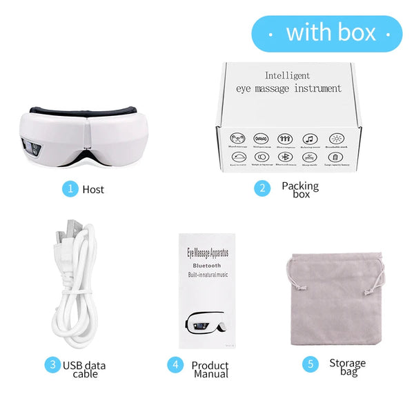 6D Smart Eye Massager Vibration Airbag Compress Eye Care Instrument Bluetooth Music Eye Massage Glasses Eye Relax Fatigue Raiuleko Official Store