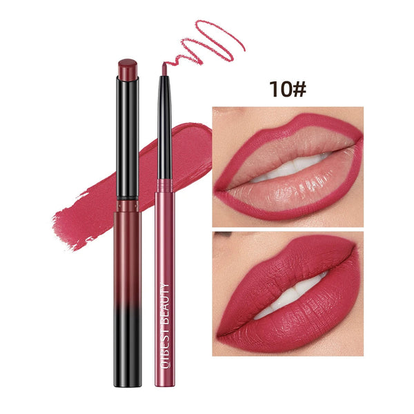 QIBEST Lipstick Pencil Waterproof Sexy Red Nude Purple Matte Tint Lipstick Lasting Lip liner Pen Longlasting Makeup Cosmetics Factory Makeup Store