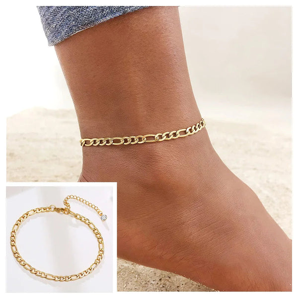 Snake Chain Anklet for Women Girls Adjustable Summer Beach Chain Anklet Bracelet Mother's Day Gifts Stainless Steel Not Allergic Meaeguet Offfical Store