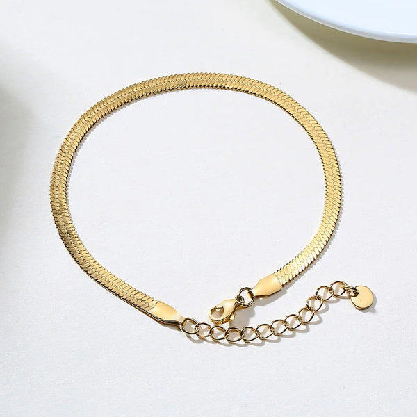 Snake Chain Anklet for Women Girls Adjustable Summer Beach Chain Anklet Bracelet Mother's Day Gifts Stainless Steel Not Allergic Meaeguet Offfical Store