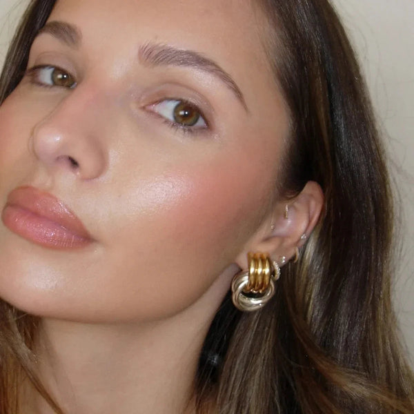 Trendy Stainless Steel Multilayer Circle Twist Knot Earrings for Women Texture Mixed Color Gold Plated Statement Earring Bijoux onekiss Official Store