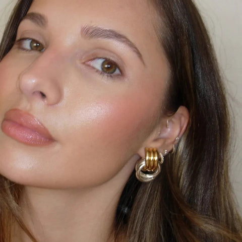 Trendy Stainless Steel Multilayer Circle Twist Knot Earrings for Women Texture Mixed Color Gold Plated Statement Earring Bijoux onekiss Official Store