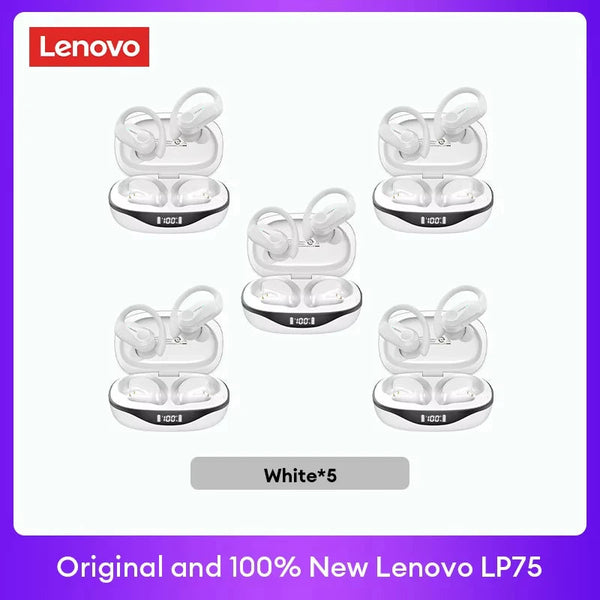 Original Lenovo LP75 TWS Bluetooth V5.3 Headphones Wireless LED Digital Display Earphones Noise Reduction Waterproof Headset New Monster Audio Store