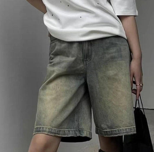 S-4XL Denim Shorts Women Chic Leisure Streetwear High Waist Korean Style Summer Knee Simple Comfortable Students Clothing New Fertile Store