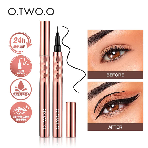 O.TWO.O Eyeliner Pencil Liquid Eye Liner Waterproof Smudge Proof Quick Drying 12 Hour Wear Ultra Fine Black Eyeliner for Arrows O.TWO.O Official Store