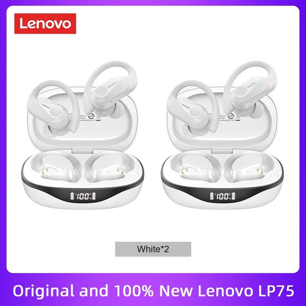 Original Lenovo LP75 TWS Bluetooth V5.3 Headphones Wireless LED Digital Display Earphones Noise Reduction Waterproof Headset New Monster Audio Store