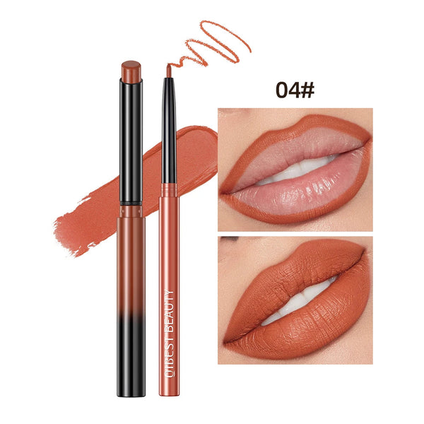QIBEST Lipstick Pencil Waterproof Sexy Red Nude Purple Matte Tint Lipstick Lasting Lip liner Pen Longlasting Makeup Cosmetics Factory Makeup Store