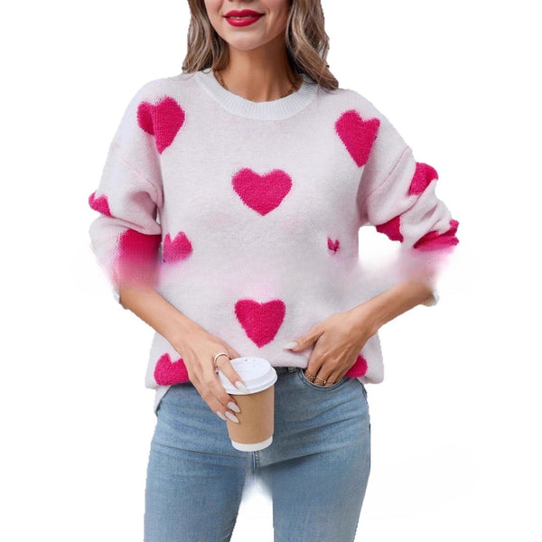 Fashion Women's Wear Love Long Sleeve Knitted Sweater Maiden-Art