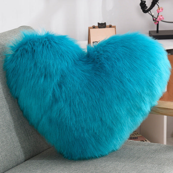 Throw Pillows Heart Shape Long Plush Fluffy Shaggy Cushion Cover Sofa Cushions Decorative Pillow Covers Pillowcase White Maiden-Art