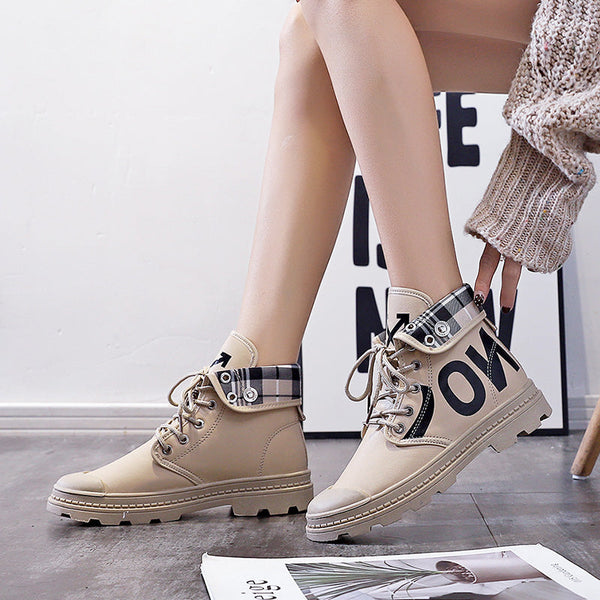 New All-match High-top Girls Canvas Short Boots Women's Shoes Maiden-Art