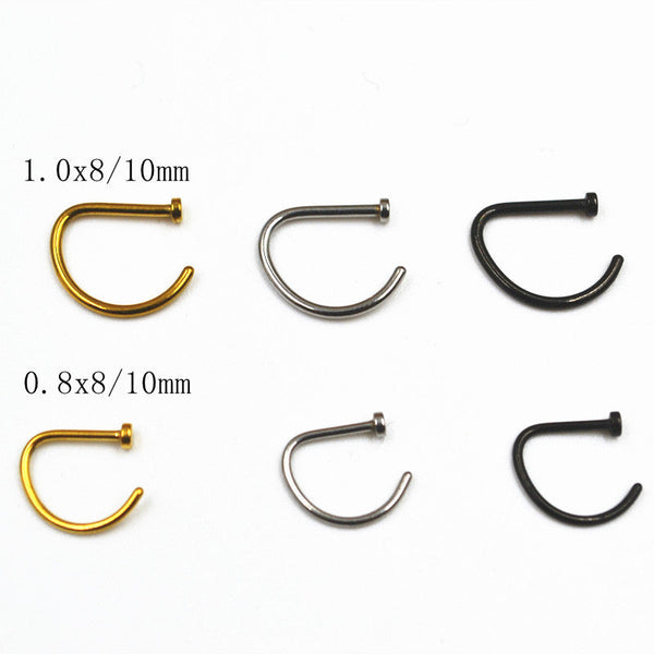 False Nose Ring No Hole D Shaped Stainless Steel Maiden-Art