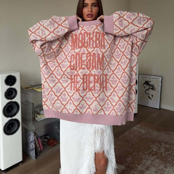 Womens Niche Laid-back Casual Pullover Sweater Beautiful Legend Store