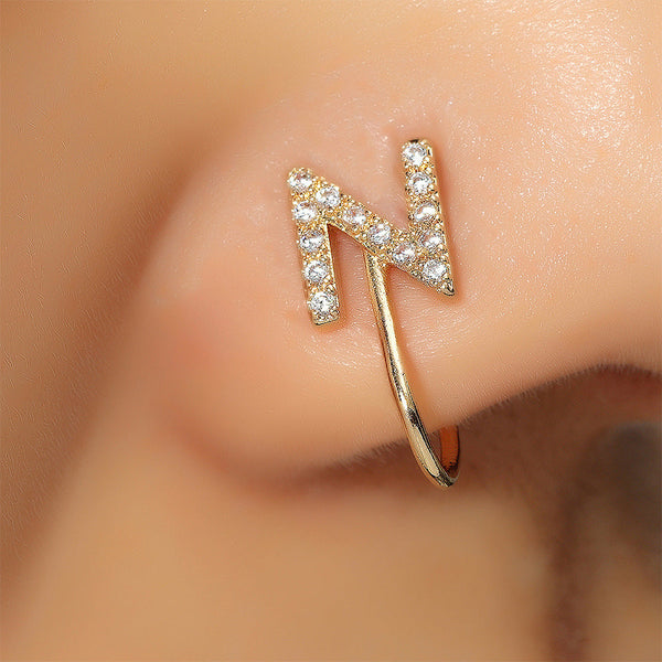 No Piercing Nose Pin Copper Inlaid Zircon Letter U Shape Maiden-Art